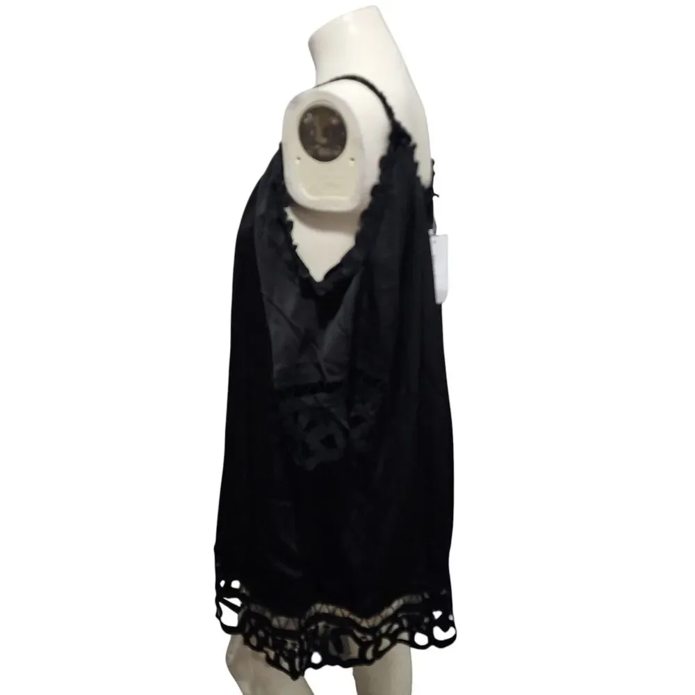 Meet.Curve Black Lace Swim Cover Up One Size Boho‎ Sheer Beach Resort